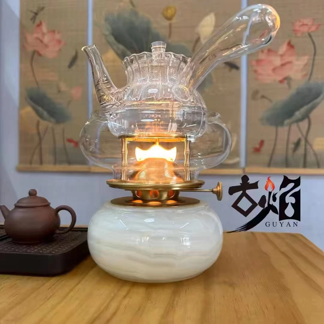 古焰精品空气灯黄铜茶灯 中式工夫茶煮茶炉  煮水养生灯送礼佳品