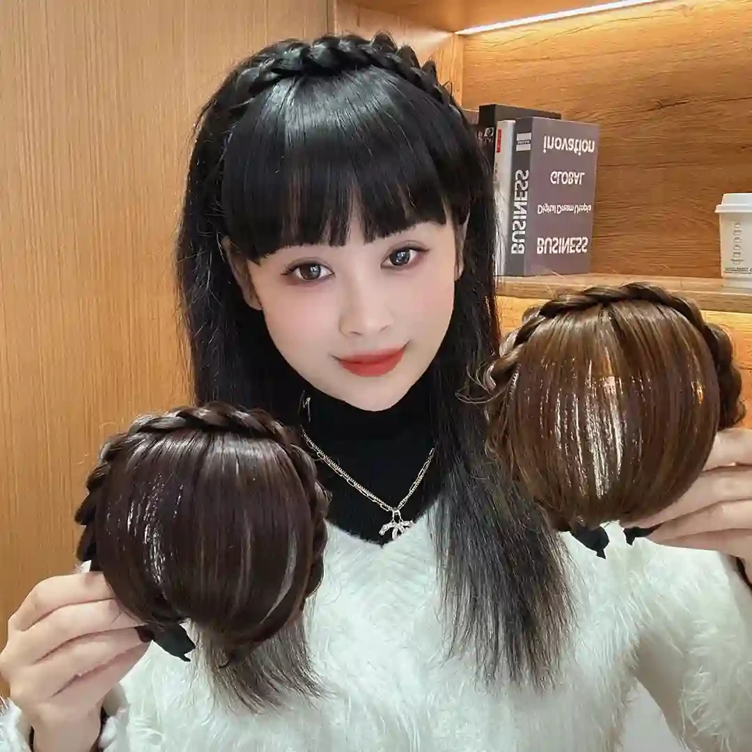 秋冬刘海假发发箍女一体头箍自然前额遮白发头顶补发假发贴片头饰