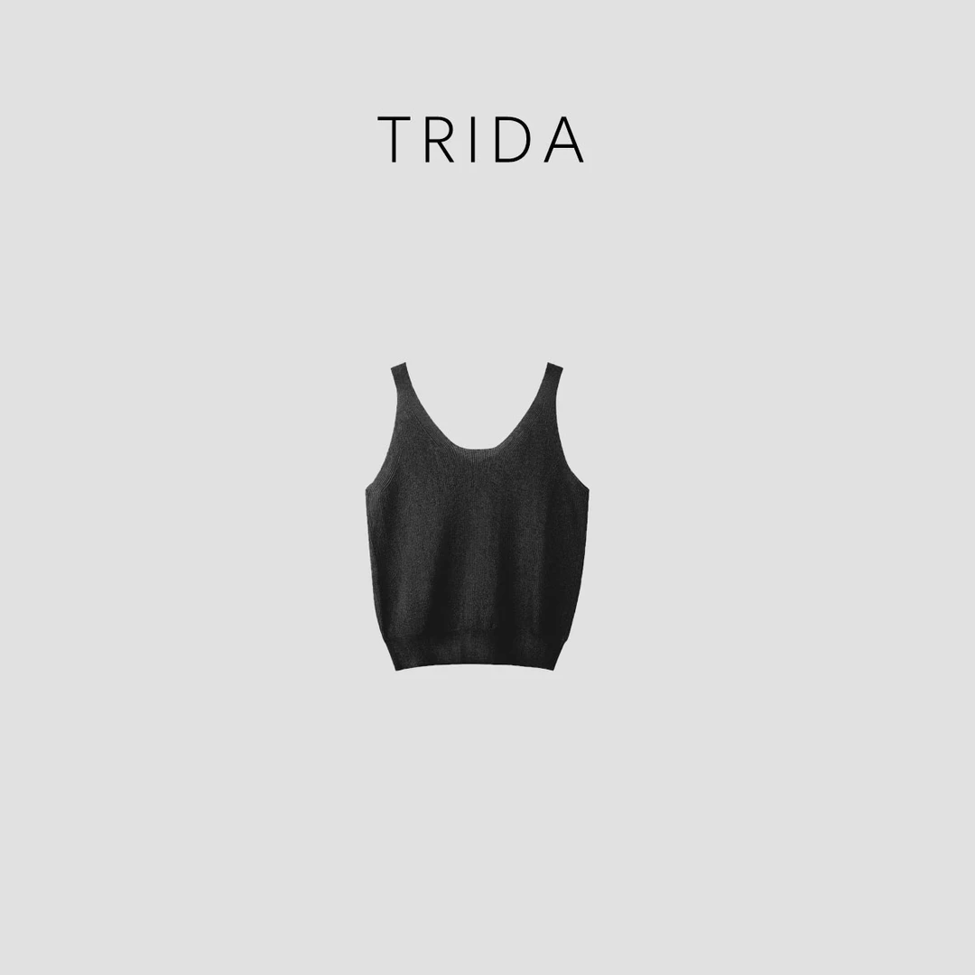 【Trida】两色纯色亚麻混纺夏季简约百搭休闲背心9389