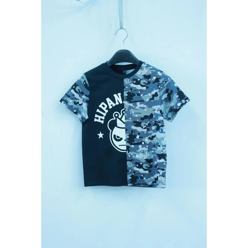 夏季童款迷彩拼接T恤