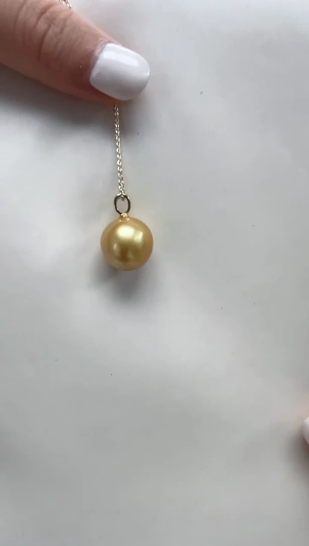 【闪购商品】海水珍珠颈饰18K金镶嵌金珠吊坠14-15mm