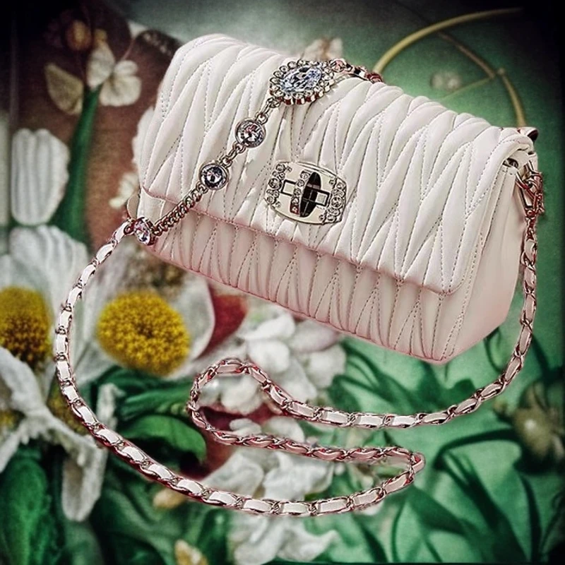 单肩斜挎手提褶皱立体夏季女士舒适时尚牛皮百搭包包气质潮流韩版