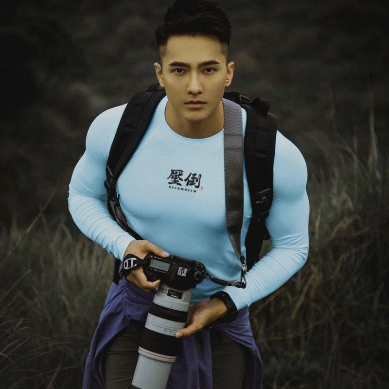 运动紧身衣男长袖健身服秋季弹力训练打底撸铁篮球t恤跑步速干衣
