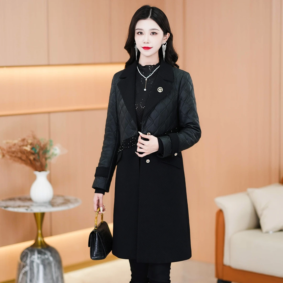 【现货外套】2025年秋冬新款优雅气质中长款外套女减龄修身显瘦大衣