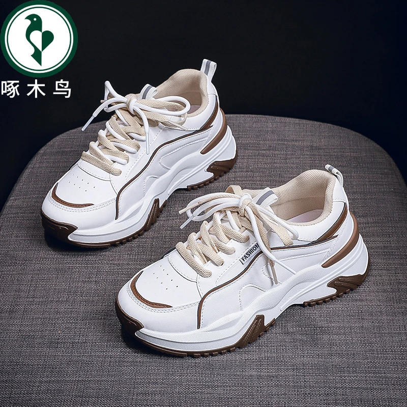 【正品】啄木鸟韩版老爹鞋女2024秋季新款透气女鞋ins潮厚底运动