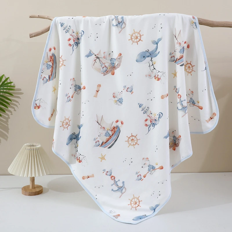 棉芯语a类精梳纯棉包被宝宝襁褓防惊跳包边包单双层产房抱单90cm