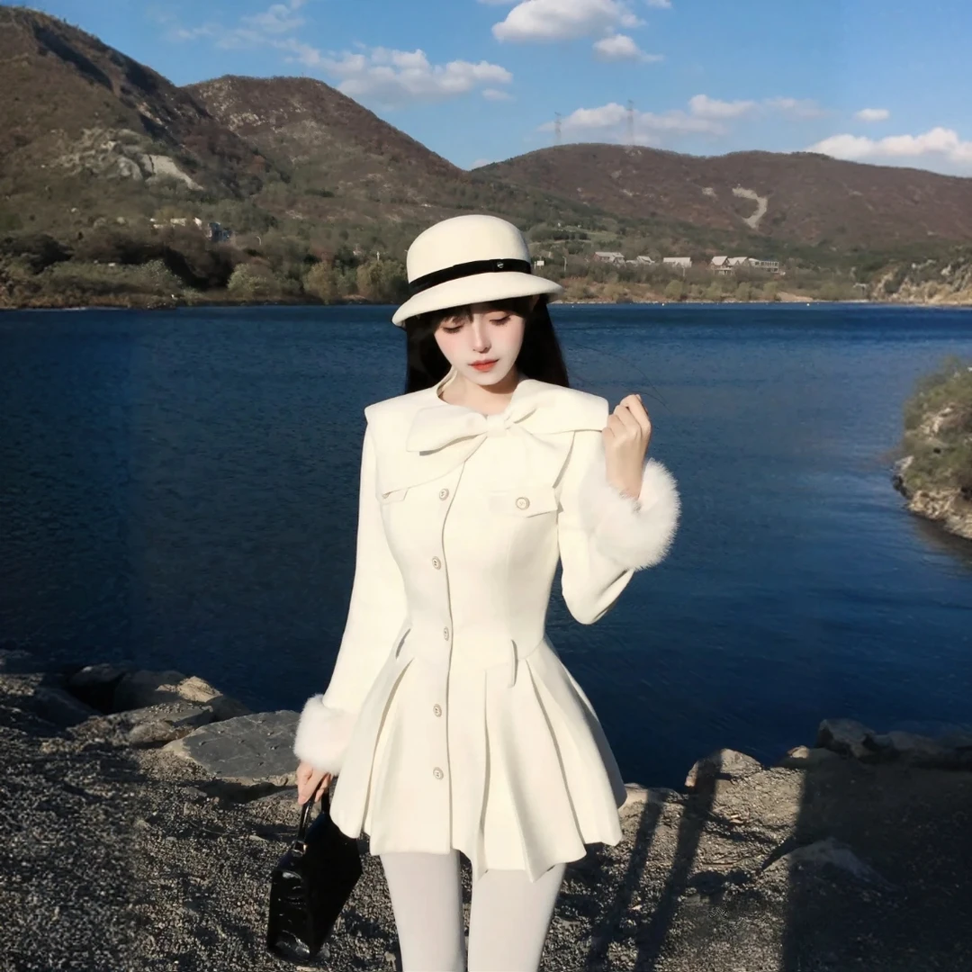 富家千金公主风毛尼公主大衣裙秋冬气质加厚