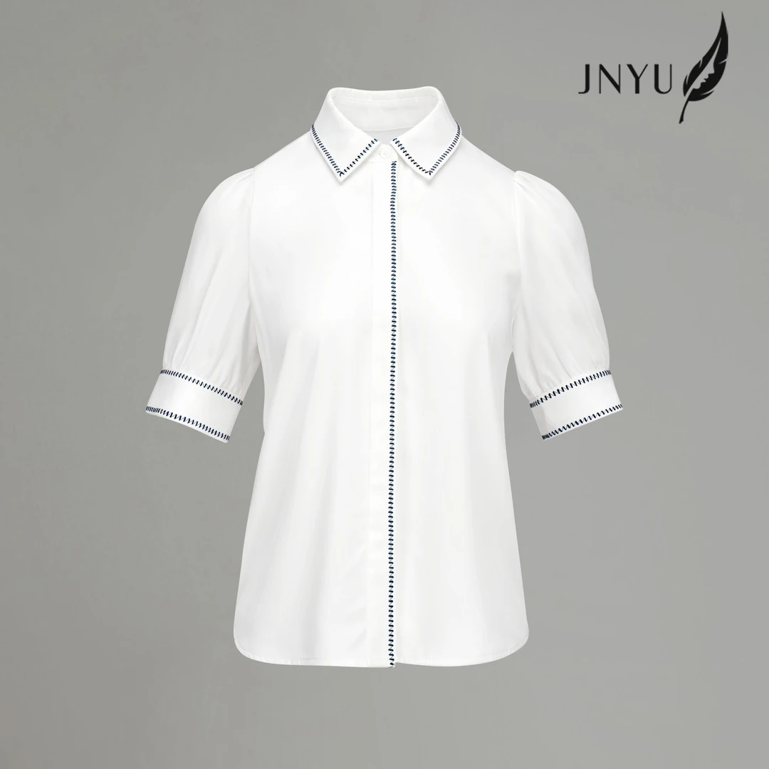 【JNYU  月白风清】夏款小众设计时尚气质轻奢通勤白衬衫S121603Y