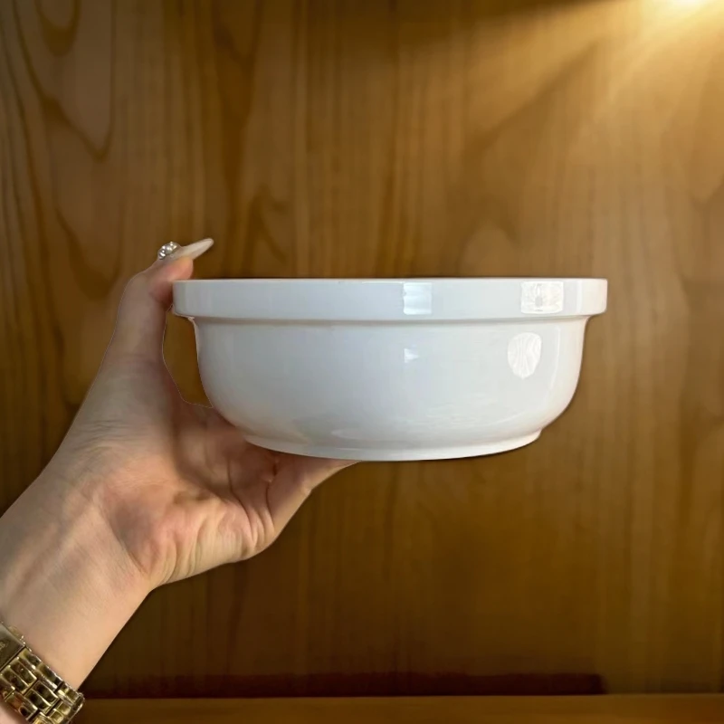 【骨瓷餐具】7寸深碗 家用简约大碗纯白汤盘家常菜盘(微瑕)两个装