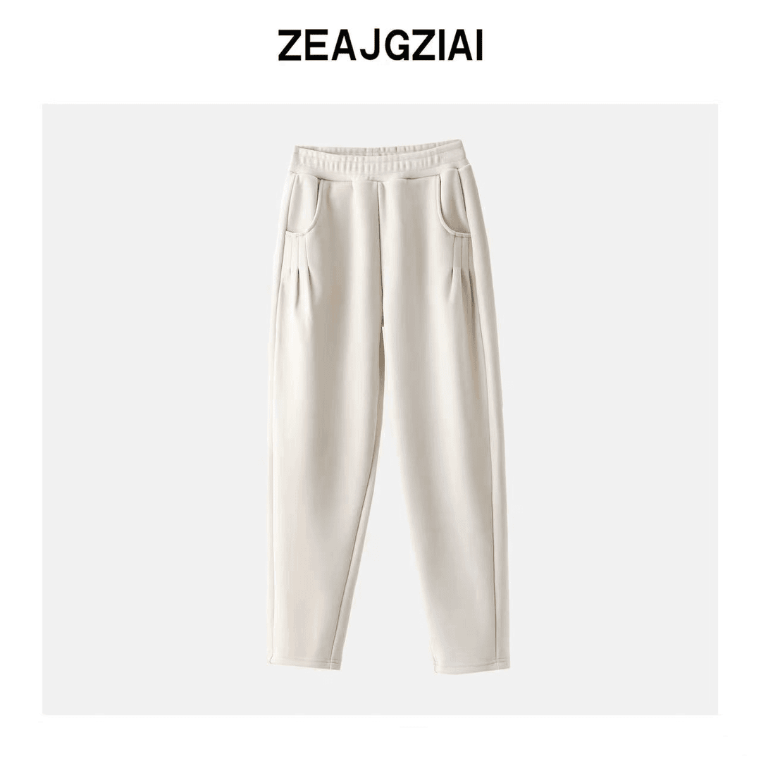 即墨卫裤女2023新款爆款慕斯绒防风卫裤高腰捏褶纯色休闲裤O-V88