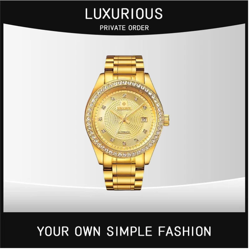 VALLKIN/唯凯诺传承系列男士机械腕表M3076G赠手镯项链戒指.