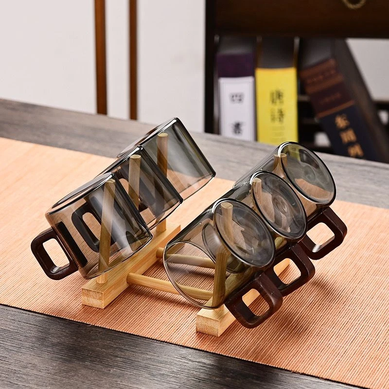 水杯猫爪一键开盖杯子玻璃耐热家用大容量过滤喝轻奢奶杯新款泡绿