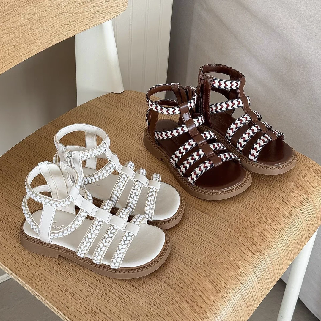 【夏季新款】3226 罗马凉鞋2024夏季新款高帮编织软底公主鞋