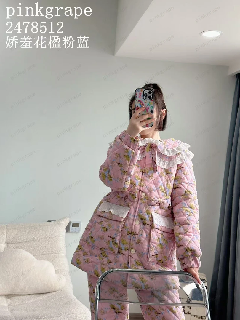 2024三层夹棉爆款睡衣加厚保暖零下可出门冬季女睡衣套装2478512