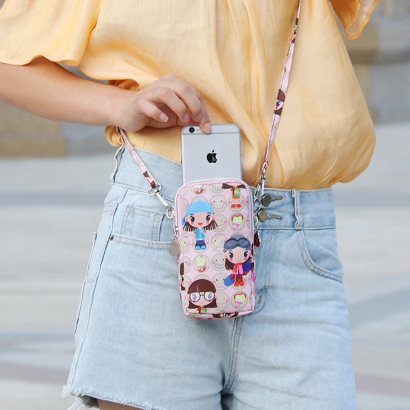 卡通娃娃手机包小孩单肩包斜挎包零钱包竖款钱包手腕包臂包大号
