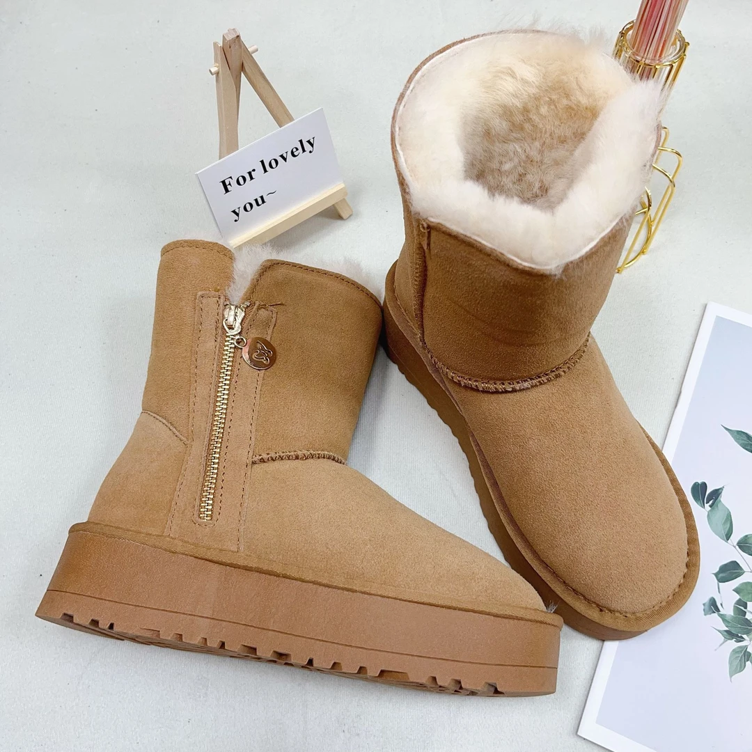 【洋洋美鞋】冬季拉链厚底高筒显瘦保暖百搭时尚加厚雪地靴经典5899