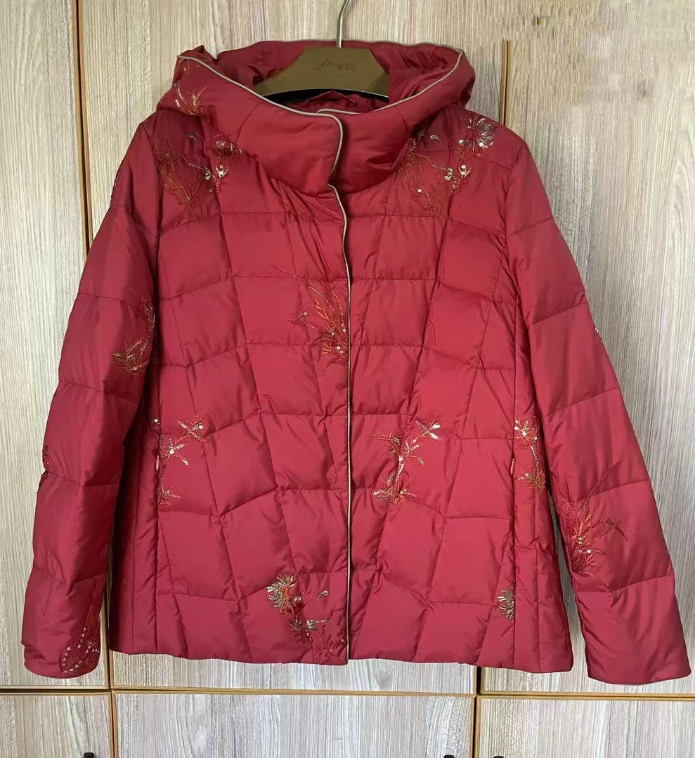 知羽香云 冬季新品国风重工刺绣新国标鸭绒羽绒服ZY3049