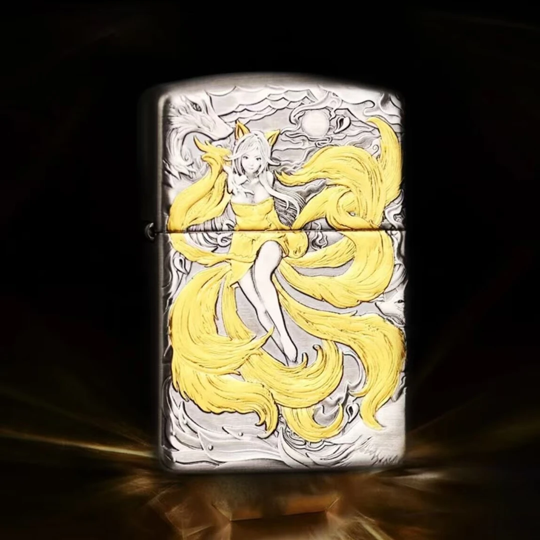 ZIPPO/之宝正品打火机/S925纯银鎏金-三代月下九尾-DY9918GQ