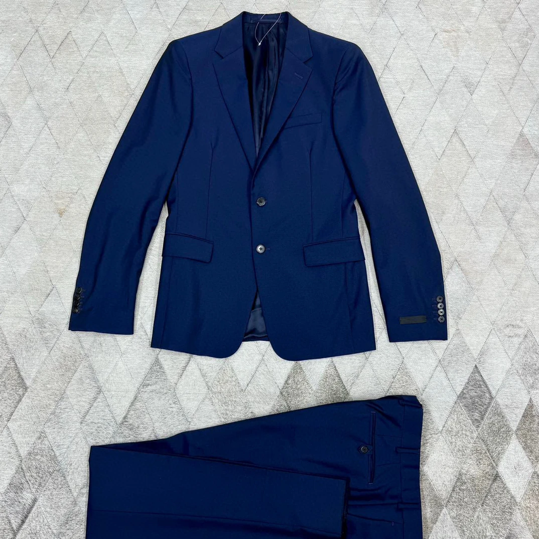 全新未使用 Prada/普拉达 131395 男款午夜蓝羊毛套装西服
