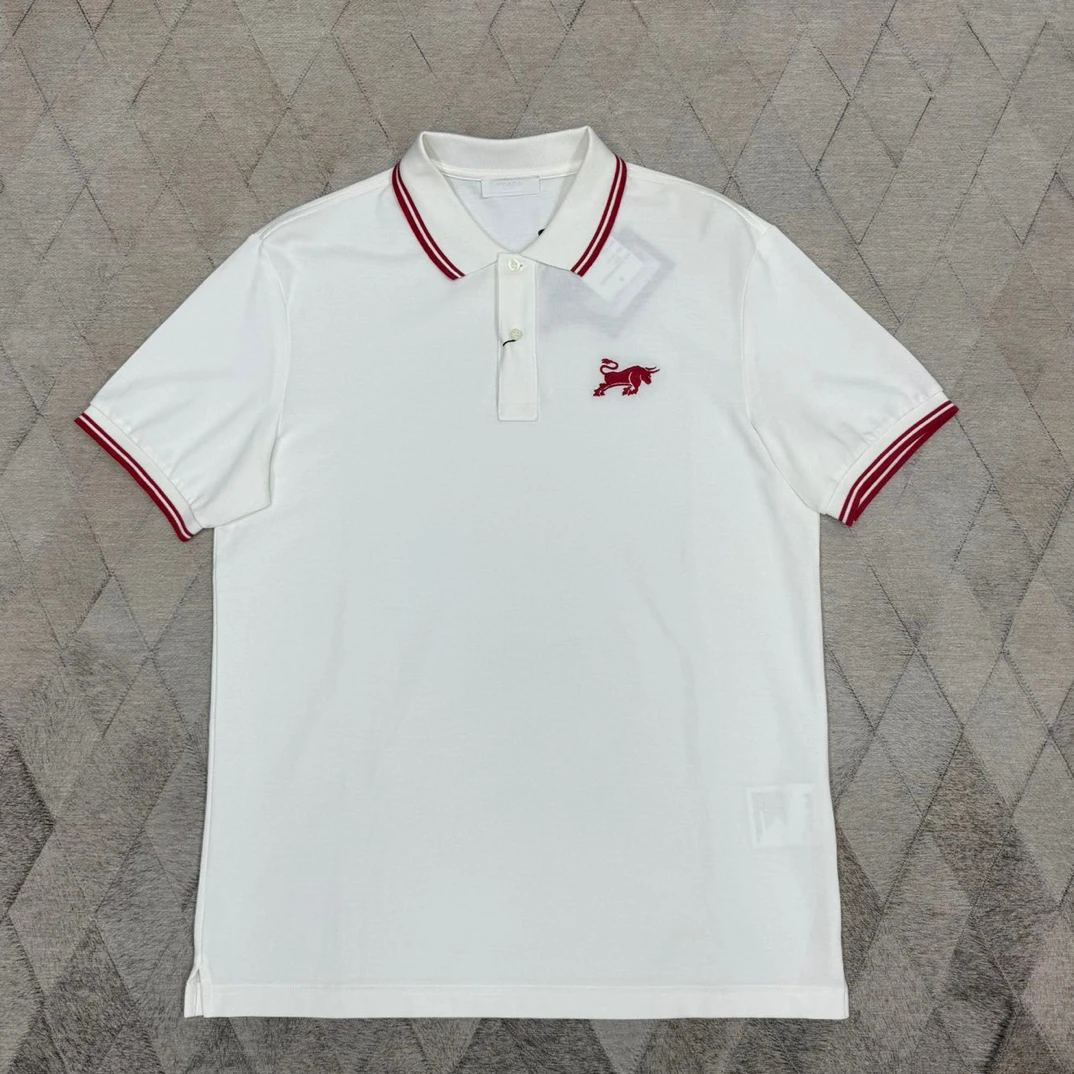 全新未使用 Prada/普拉达 129750 男款公牛刺绣Polo衫 帅气十足