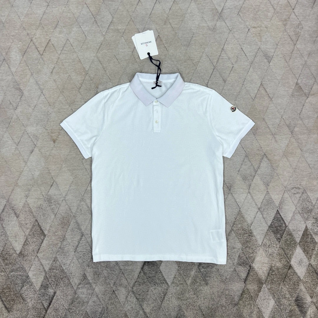 全新未使用 MONCLER 130079 白色POLO衫短袖 领子LOGO设计