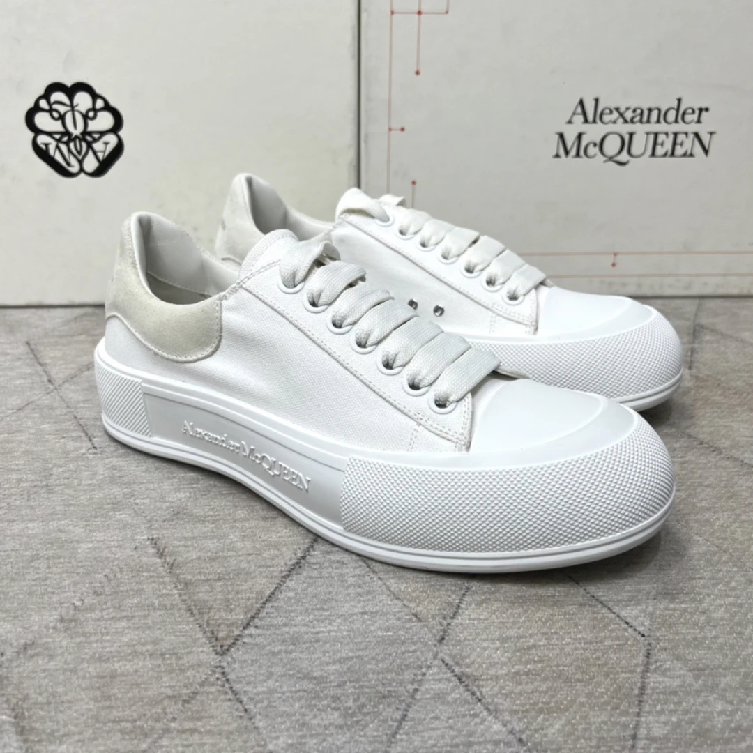 未使用 Alexander McQueen/亚历山大·麦昆 124271 厚底帆布鞋