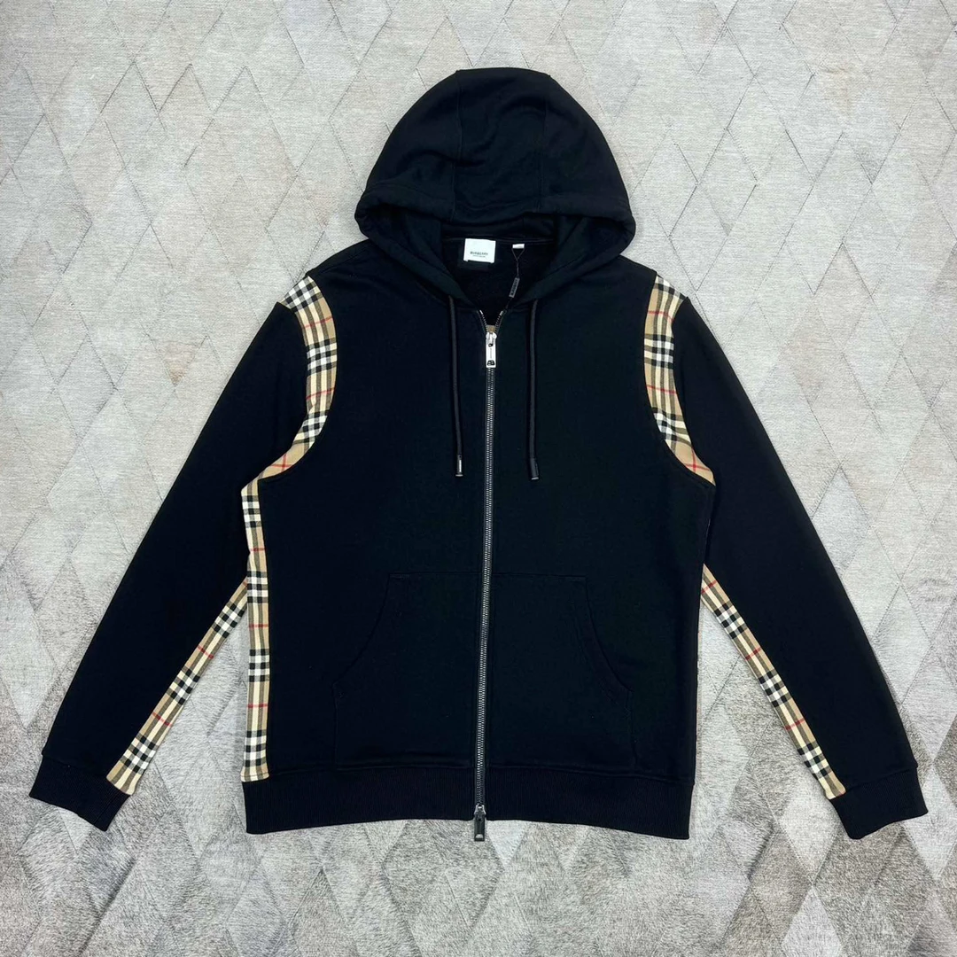 全新未使用 BURBERRY/博柏利 129152 格纹拼接卫衣夹克