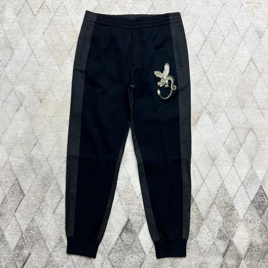 全新未使用 Alexander McQueen/亚历山大·麦昆 124411黑色卫裤