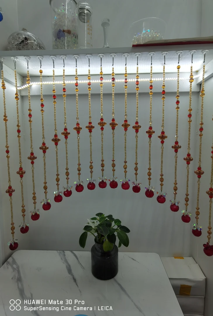 鸿运当头灯笼款红色卧室门玄关走廊过道水晶珠帘