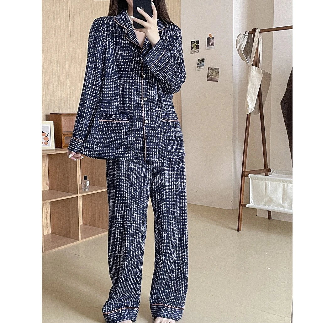 秋季新款睡衣女士长袖宽松套装家居服
