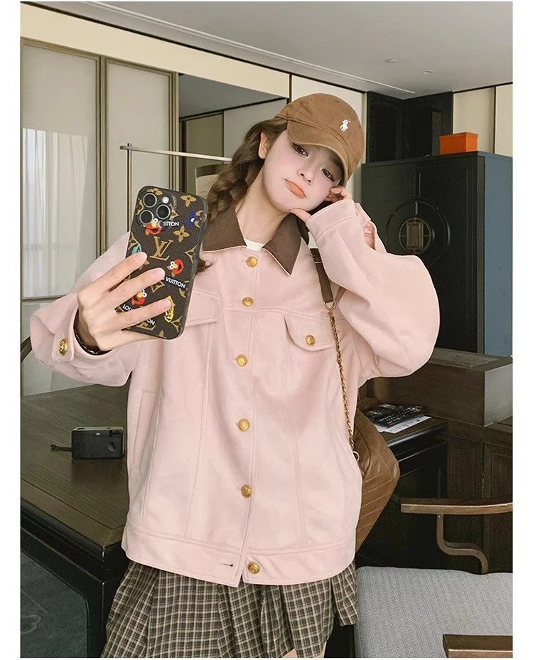 粉色甜美短外套2024春秋新款女休闲显瘦超好看小个子学生女夹克潮