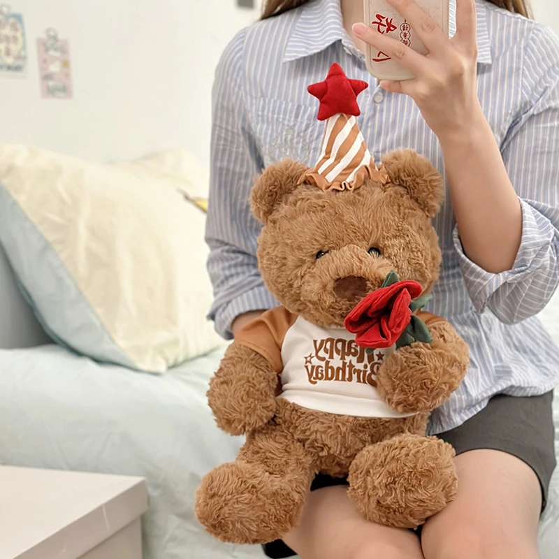 呆萌生日玫瑰小熊公仔布娃娃毛绒玩具治愈送女友泰迪小熊玩偶礼物