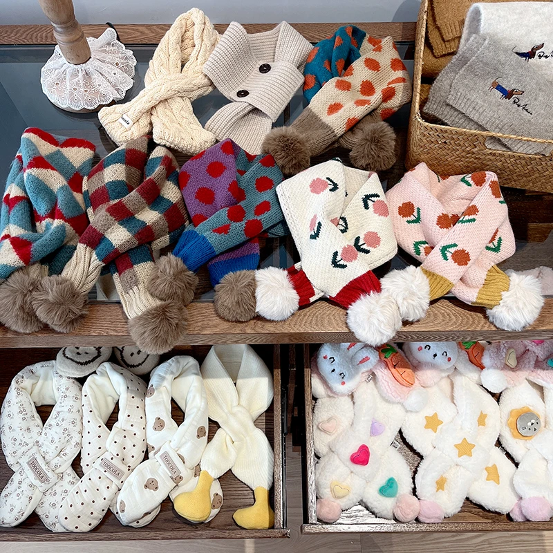 儿童毛绒围巾女冬季韩版百搭女童保暖防风户外围脖男宝宝婴儿脖套