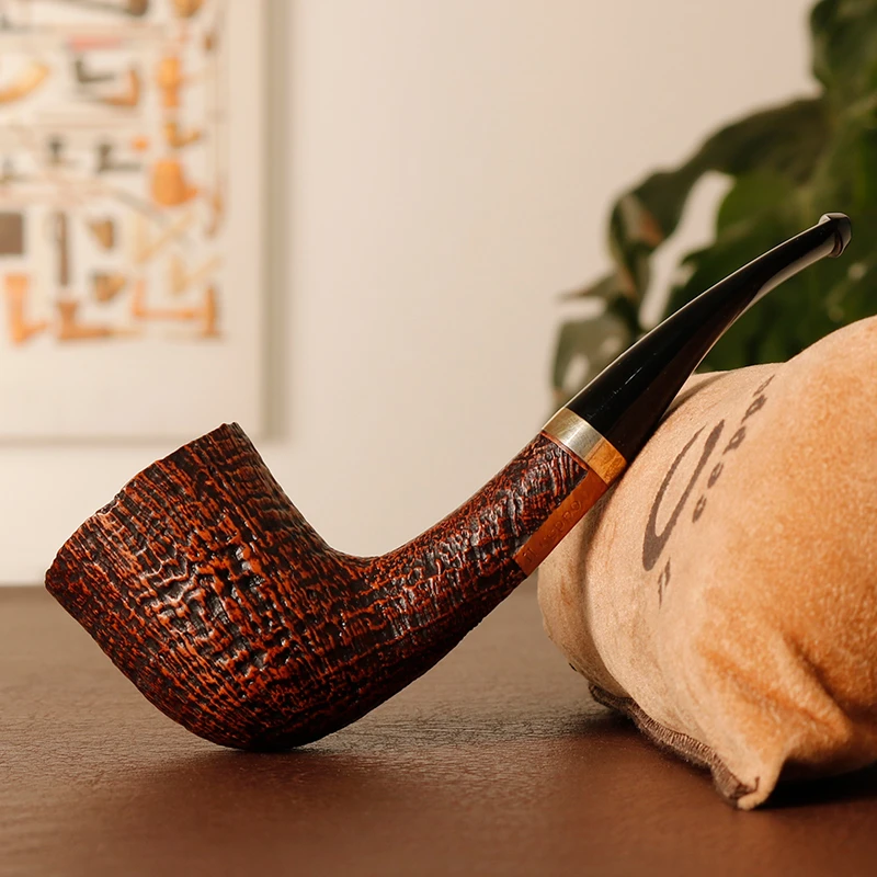意大利齐博 IL Ceppo 深色喷砂都柏林微弯 银圈 手工石楠木 烟斗