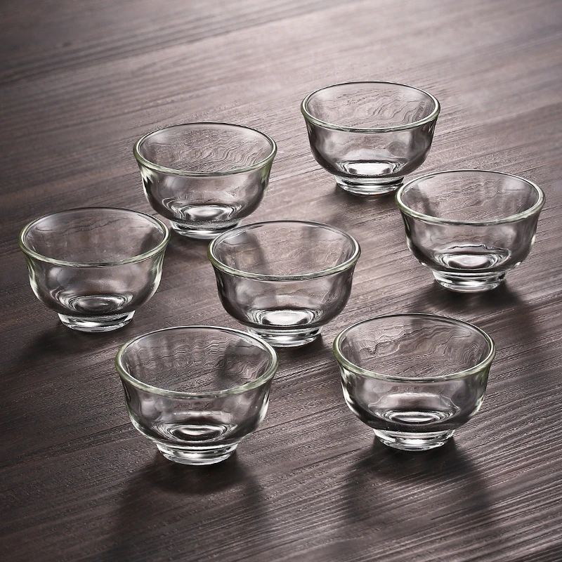 耐热玻璃小茶杯家用简约加厚透明品茗杯功夫茶具小号主人杯茶碗杯