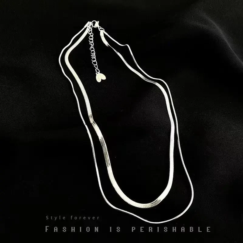 链子足银 老凤凰链子纯银 双层蛇骨项链冷淡风女时尚轻奢叠戴