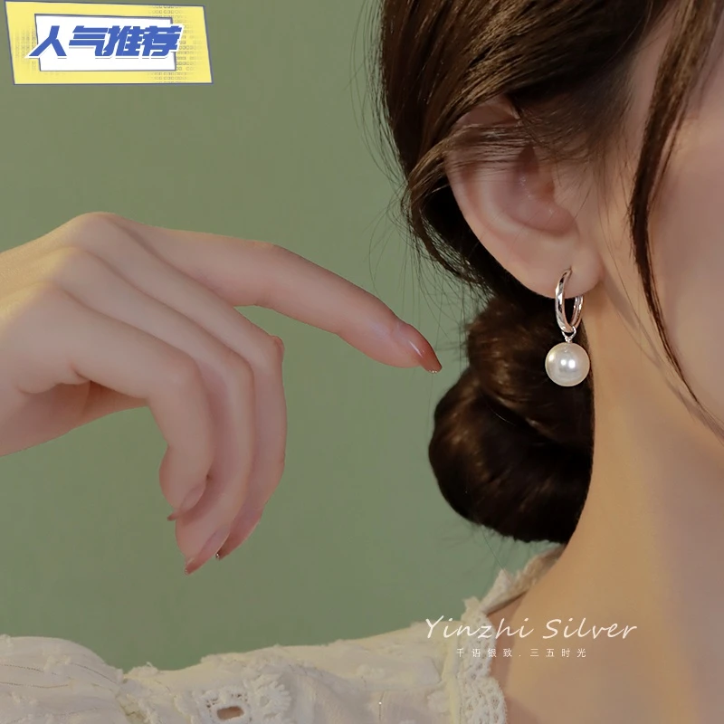 老凤凰纯银耳环耳坠女2023新款爆款仿珍珠耳