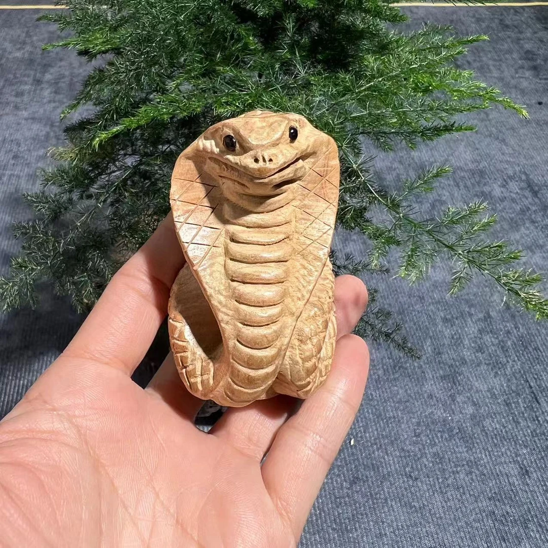 【直播推荐】正品大号山桃木十二生肖摆件12生肖蛇