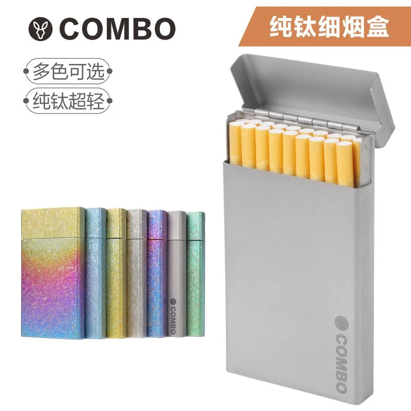 纯钛烟盒钛冰花细烟盒钛合金盒多用户外随身盒多功能一键开合烟盒