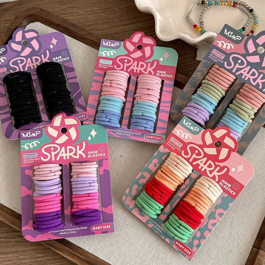 宝宝不伤发彩色新款可爱风车儿童小皮筋套装彩色马尾发绳高弹力