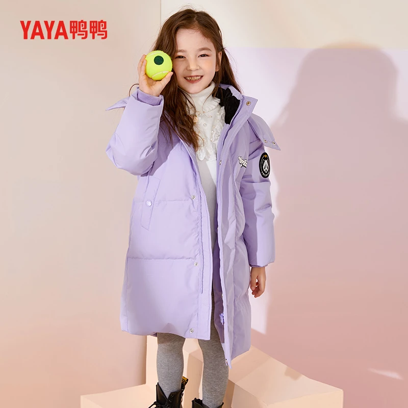 YAYA/鸭鸭儿童羽绒服户外防风中长款连帽保暖加厚中大童装秋冬季