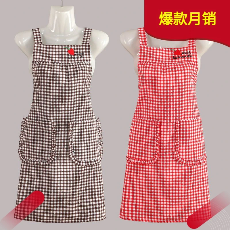 围裙家用厨房2023新款工作服女罩衣纯棉麻时尚背带兜家务防水防油
