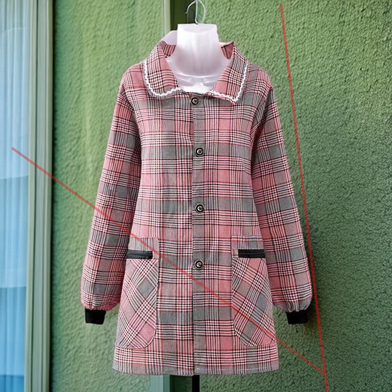 棉布正穿衣系扣罩衣女网红纯棉长袖罩衣女工作服韩式厨房商用餐饮