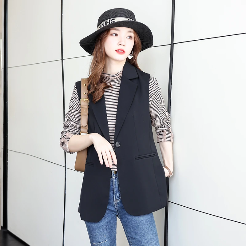 B2319春秋款气质显瘦上衣百搭时尚外搭洋气单品无袖休闲小马甲