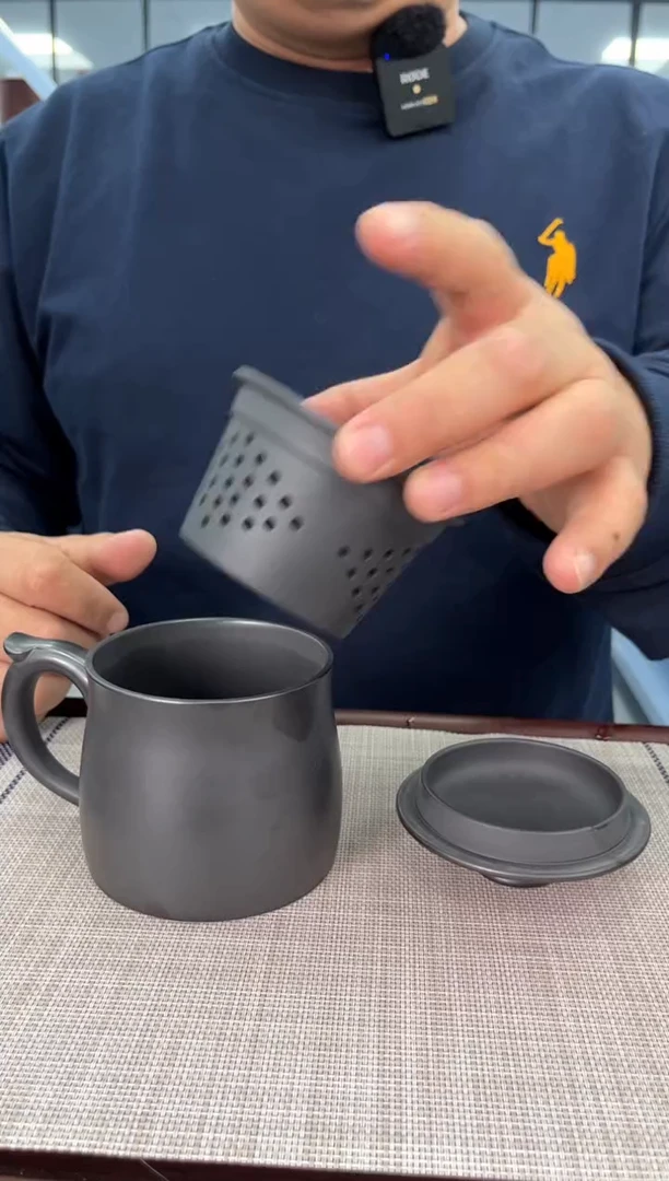 【闪购商品】紫砂茶杯宜兴紫砂杯玄铁石黄三件套