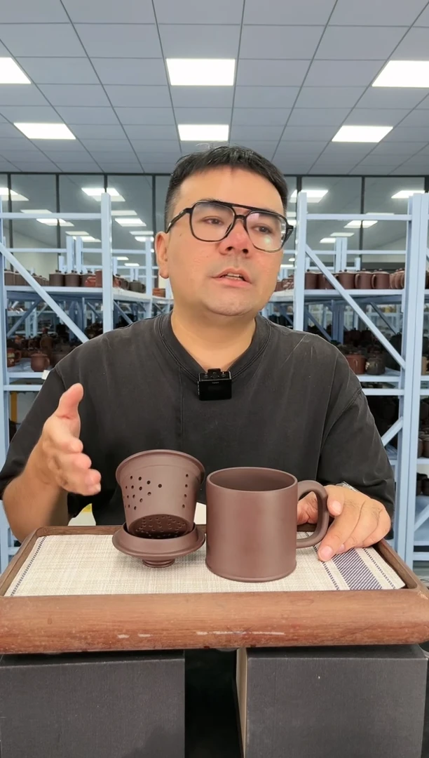 【闪购商品】紫砂茶杯圆钮直筒三件套@@GB00141