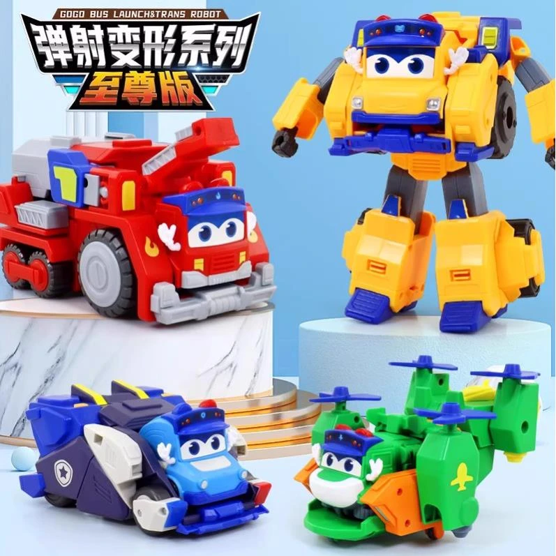 百变校巴火星大冒险变形变脸车长警长歌德合体变形机器人巴士玩具