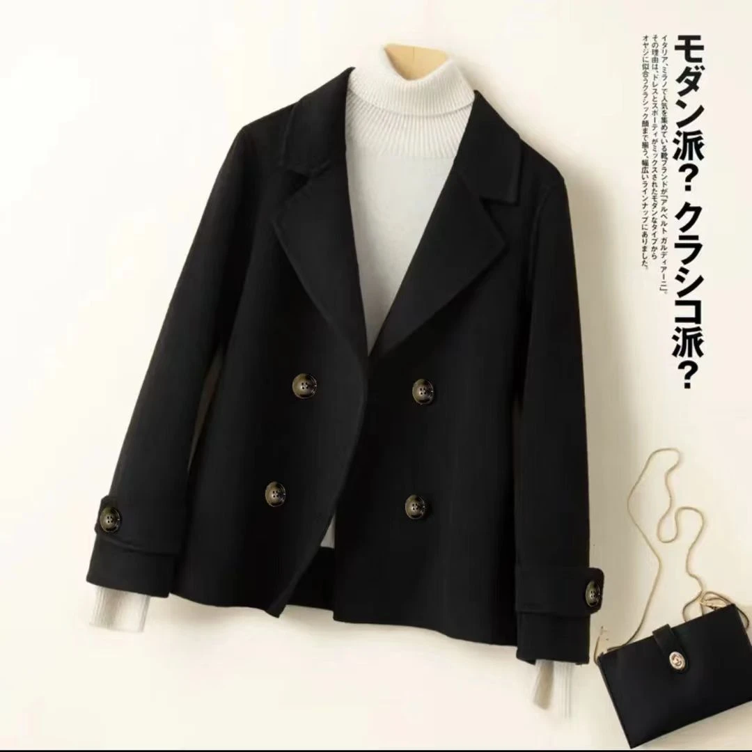 024春秋爆款休闲气质时尚百搭短款秋冬高端双面呢大衣外套 DY019