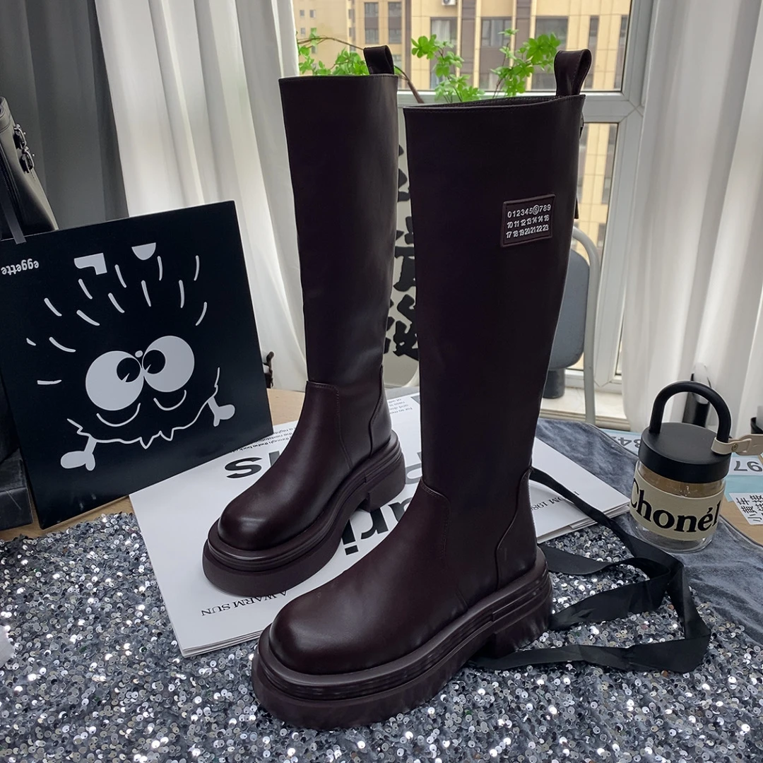 1073明星网红同款时尚百搭舒适厚底弹力长靴