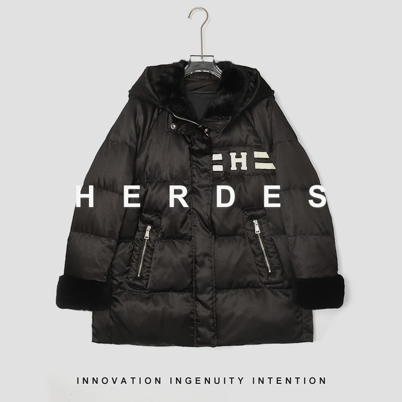 HERDERS 多色潮流时尚长款戴帽羽绒服 248259